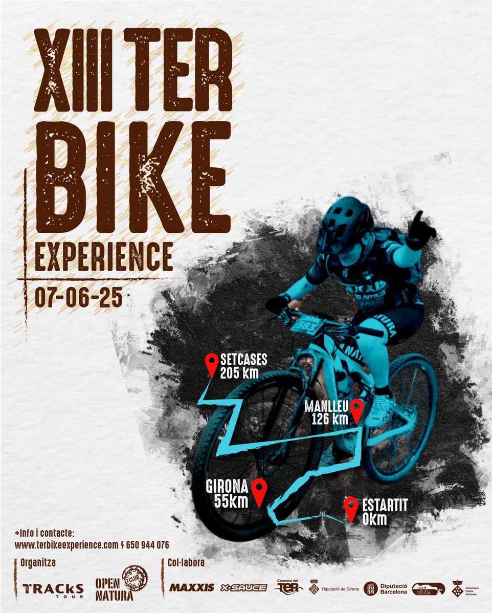 Inscripcions obertes per participar en la 13a edició de la Ter Bike Experience 🚵‍♀️🚵‍♂️ pel traçat de la Ruta del Ter. La prova no competitiva, i en un sol dia, tindrà lloc el proper 7 de juny.
ℹ️rutadelter.cat/noticies-gener…