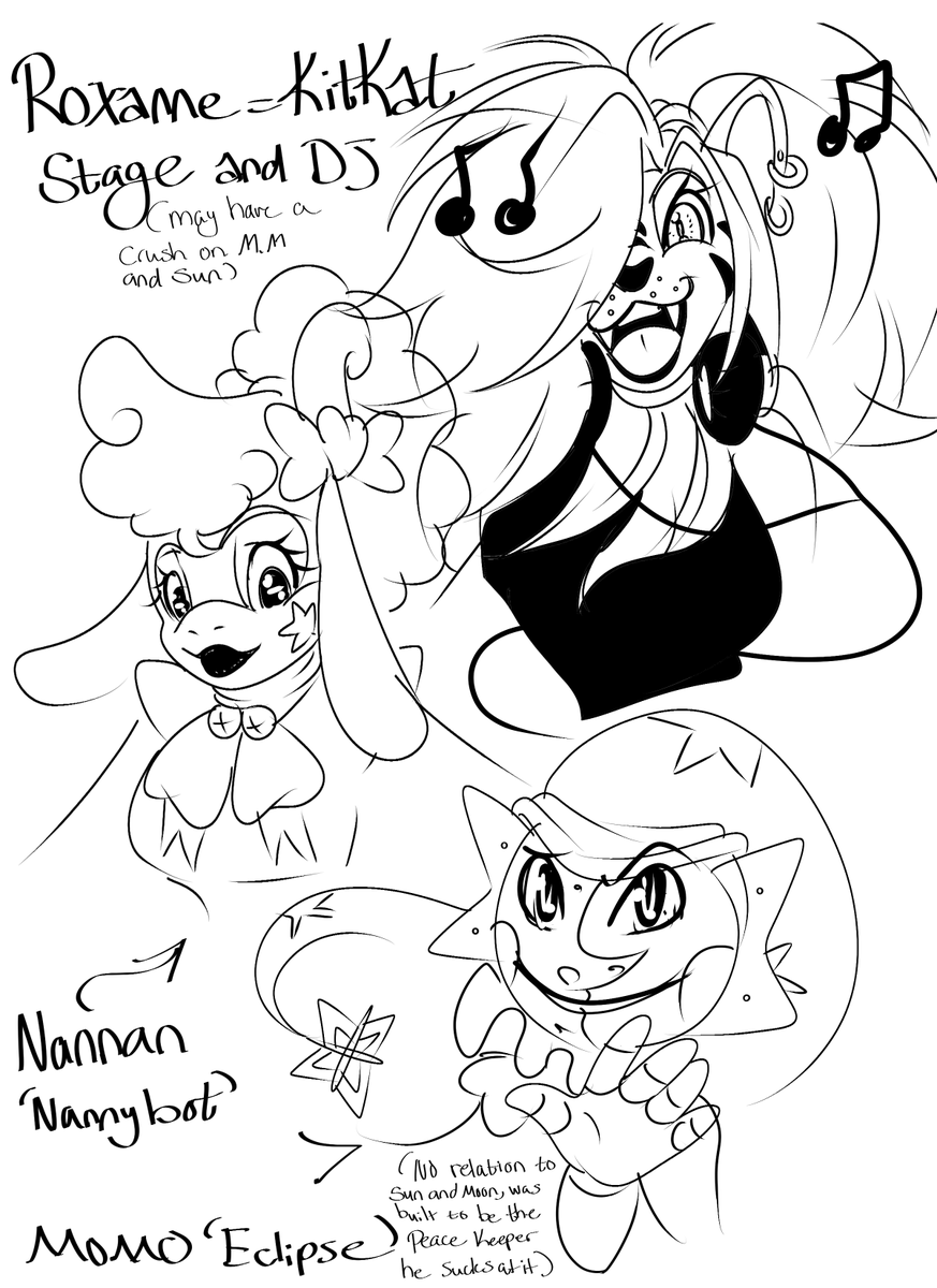 KitKat, Nannan and Momo doodle before throwing myself in my bed #fnat #fnatsb #fnafoc #fnafau #myart #daycareattendant #dcamomo #dcanannan