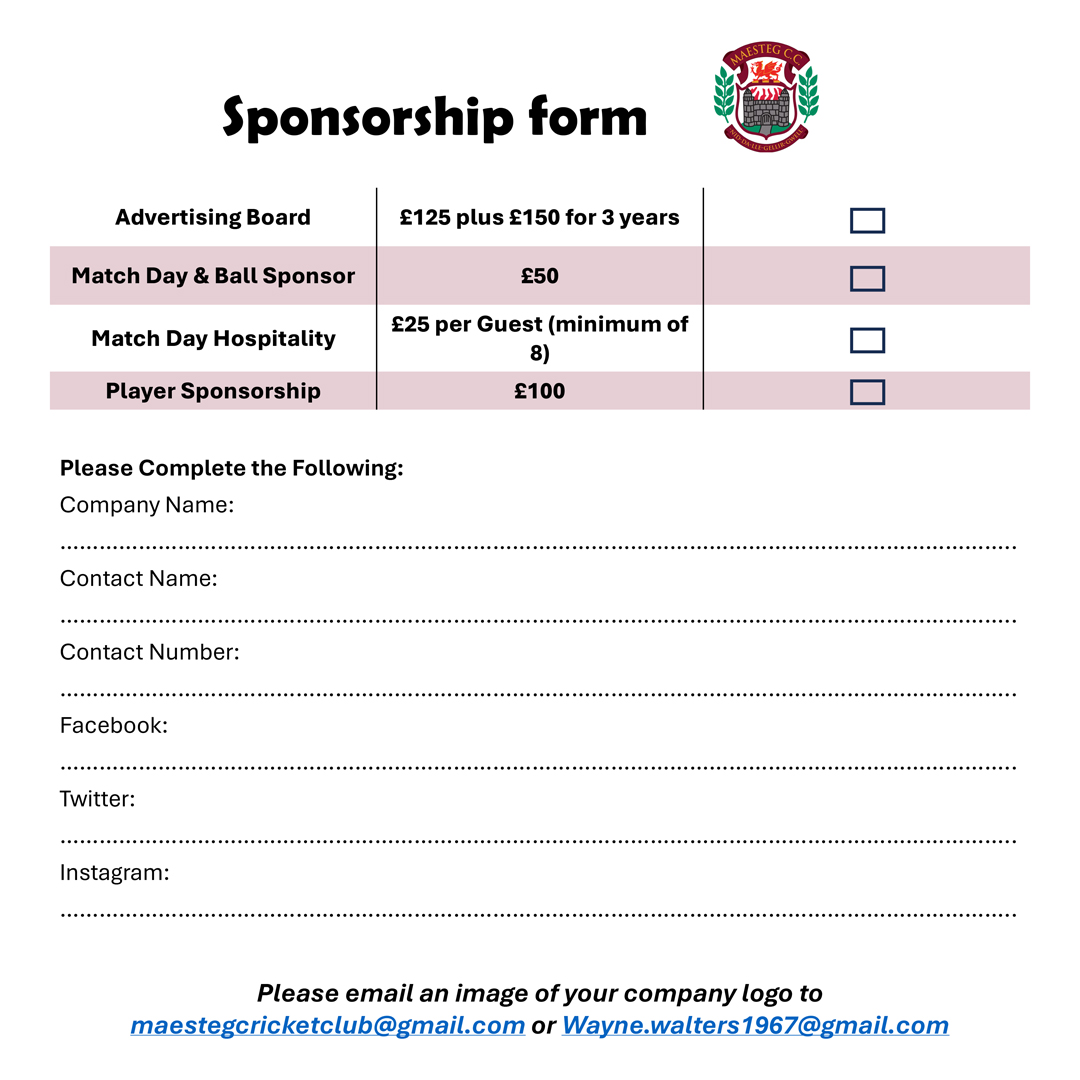 💼 Available Packages:
⚡ Pitch-Side Advertisement Board
⚡ Match Day &amp; Ball Sponsorship
⚡ Player Sponsorship
⚡ Match Day Hospitality
⚡ Bronze, Silver &amp; Gold Sponsorship Deals

📩 DM us or contact with any of the emails on the bottom of the sponsorship form for more details.