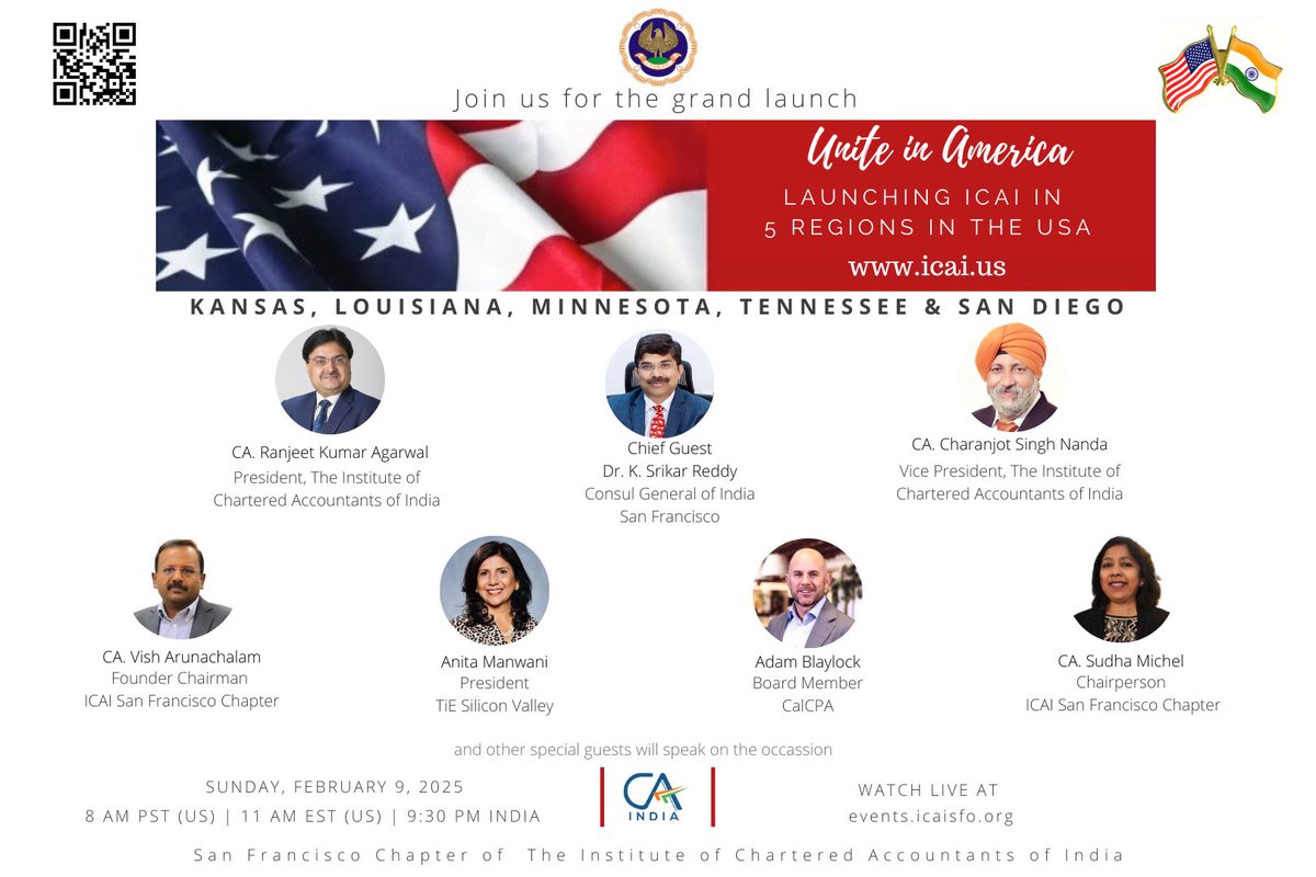 icaisfo's tweet photo. 🚀 @theicai Expands to 23 Offices in the USA! 🇺🇸

Join us as we celebrate ICAI’s footprint expansion in the U.S. with 5 new offices in Kansas, Louisiana, Minnesota, Tennessee &amp; San Diego!

📅 Feb 9, 2025 | ⏰ 8 AM PST 
📍 Watch Live: https://t.co/utJrFDgbi6 https://t.co/VW7RPN5SNX
