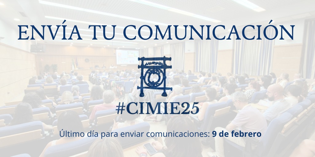 AsociacionAMIE's tweet photo. ⏳️IMPORTANTE:

Quedan 3️⃣ días para que finalice el plazo de envío de comunicaciones a #CIMIE25

📝 No pierdas la oportunidad de presentar tu investigación los días 3 y 4 de julio en Donostia-San Sebastián.

🗓 Fecha límite: 9 de febrero
👉🏼 Envíos: https://t.co/q2PnGQDXoX https://t.co/uagoTV7yY7