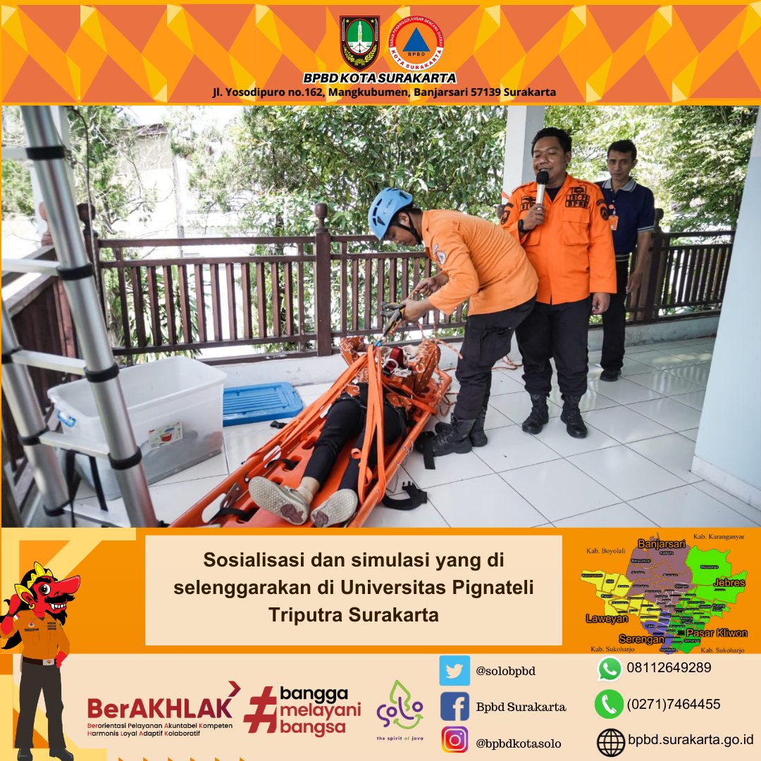 BpbdSurakarta's tweet photo. Sosialisasi dan simulasi yang di selenggarakan di Universitas Pignateli Triputra Surakarta
@BNPB_Indonesia 
@bpbdjateng 
@PEMKOT_SOLO https://t.co/Eq3TEVNxXH