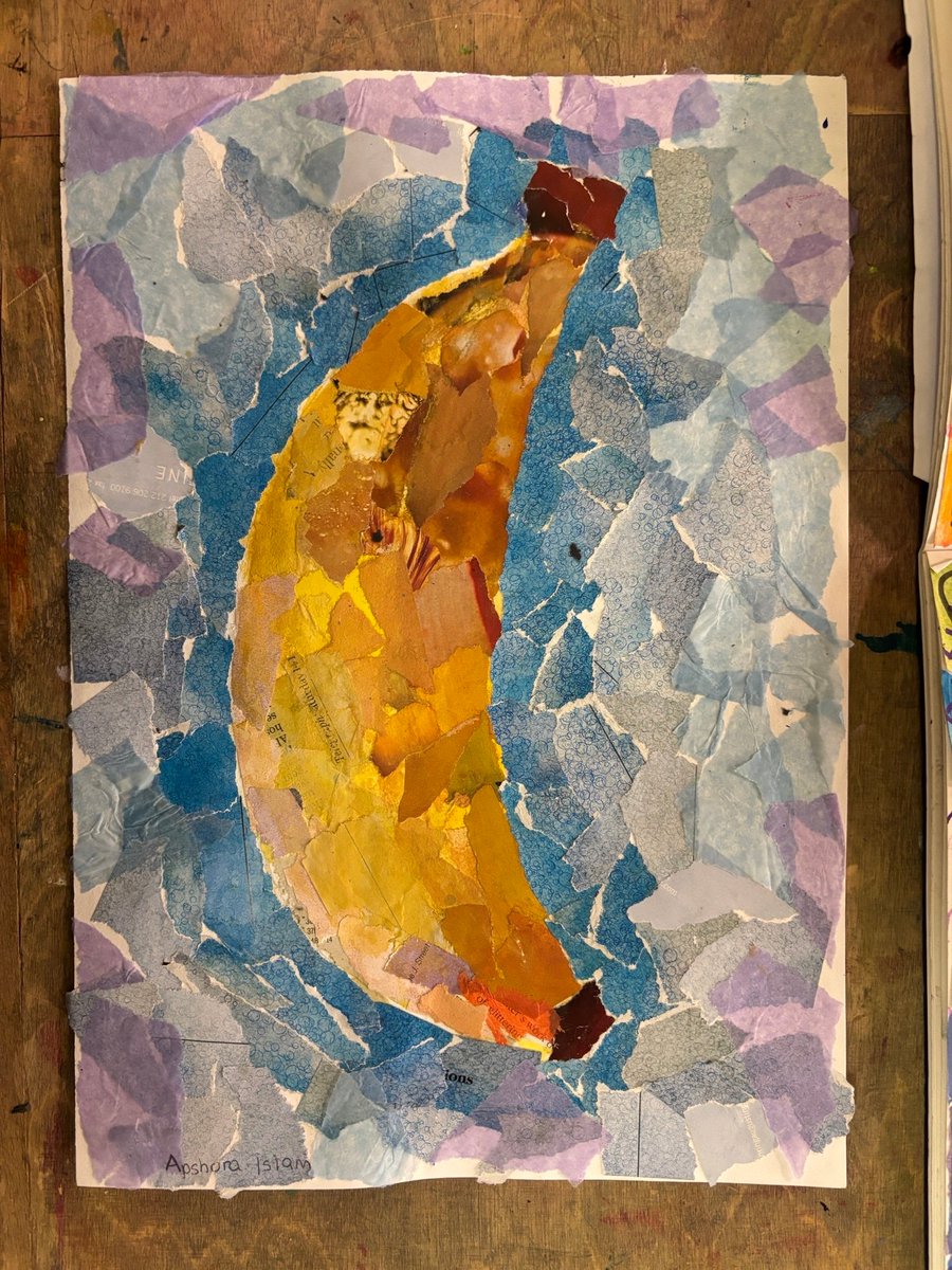 artatstanne's tweet photo. Our artist of the week has been awarded by Miss Greenslade to Asphora in 7.2. We absolutely love her still life collage of a bananna. There is so much depth within the tonal range and has such an interesting composition. Well Done Asphora !!! https://t.co/siajkamlDK
