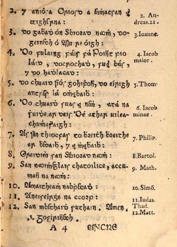 Blogh den Chré as teagasc Críostaí a foilsíodh i Lováin. Baineadh úsáid as cló Lováine den chéad uaid sa bhliain 1611, rud a fhágann gurb é an dara cló Gaelach is sine é.