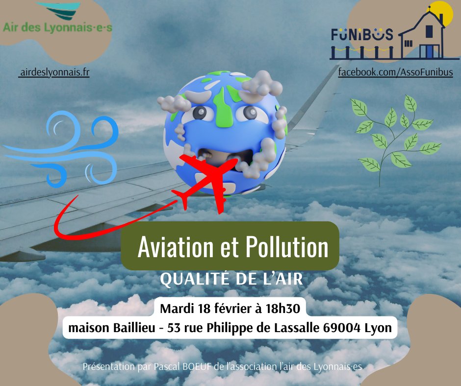 🌍✈️Conférence : Aviation et Pollution 🌬️🍃
Quel est l’impact de l’aviation sur la qualité de l’air ?🛩️🌱 Viens le découvrir mardi 18 février à 18h30 à la Maison Baillieu-Lyon 4. Échanges avec Pascal BOEUF d’@airdeslyonnais 🤝#Conférence #Pollution #Aviation #QualitéDeLAir #Lyon