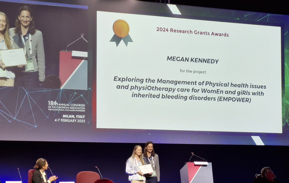 🏆🏆 Congratulations <a href="/mekennedypt/">Dr. Megan Kennedy, PhD</a> on securing a Research Grant Award to explore physical health issues and #Physiotherapy care in females with bleeding disorders #WGWBD 
#EMPOWER #EAHAD2025 #EAHADCongress #Haemophilia #BleedingDisorders