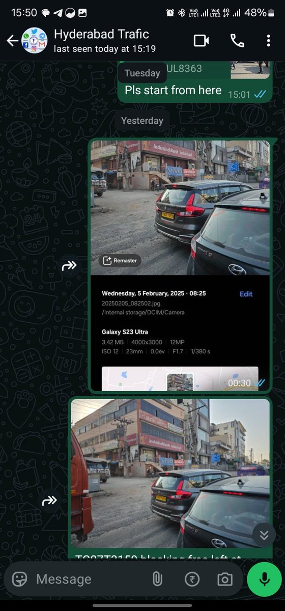 chowdary9494's tweet image. I have posted lot traffic violations on WhatsApp to @HYDTP with all the details required location time &amp;amp; date this is what i got as shown in below images good job team @HYDTP @hydcitypolice @CPHydCity @THHyderabad @abntelugutv @revanth_anumula @TelanganaCMO