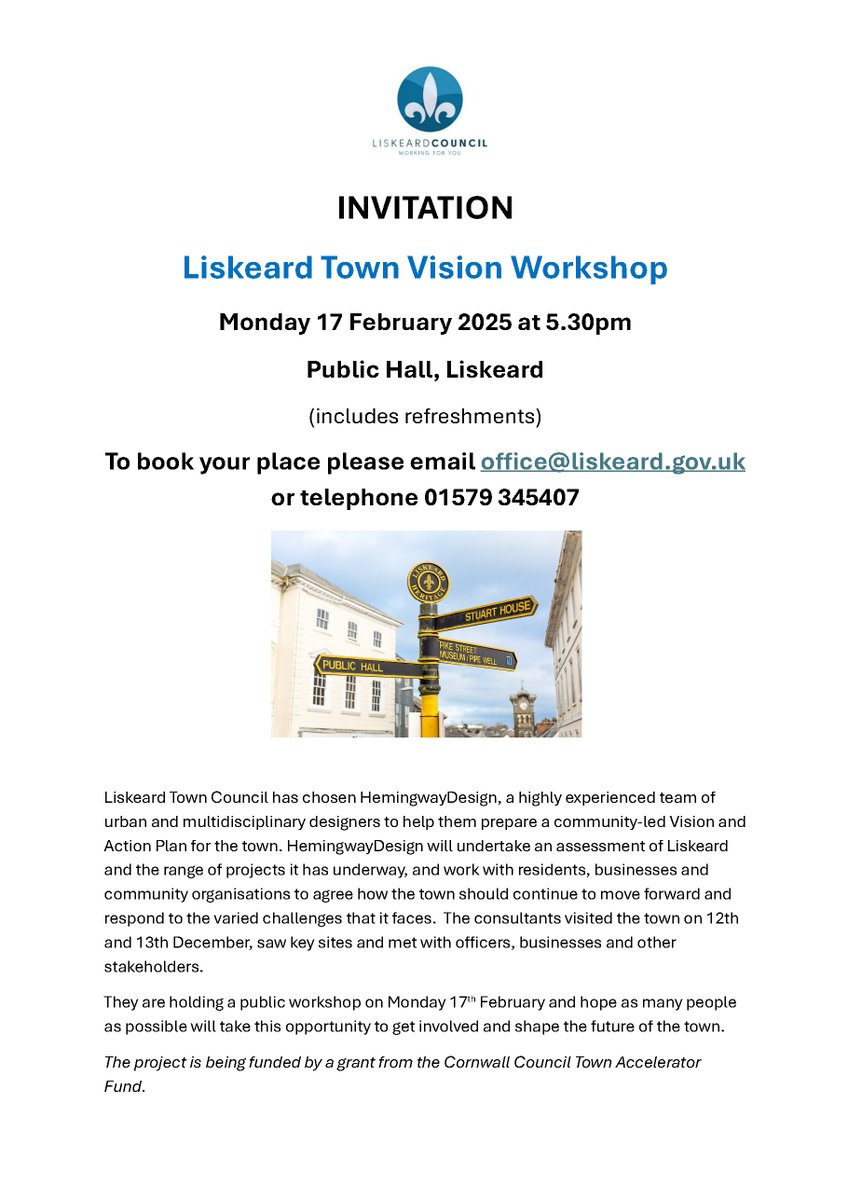 Help Shape the Future of Liskeard!

Liskeard Town Council has partnered with HemingwayDesign to create a community-led Vision and Action Plan for the town. This is your chance to have your say!