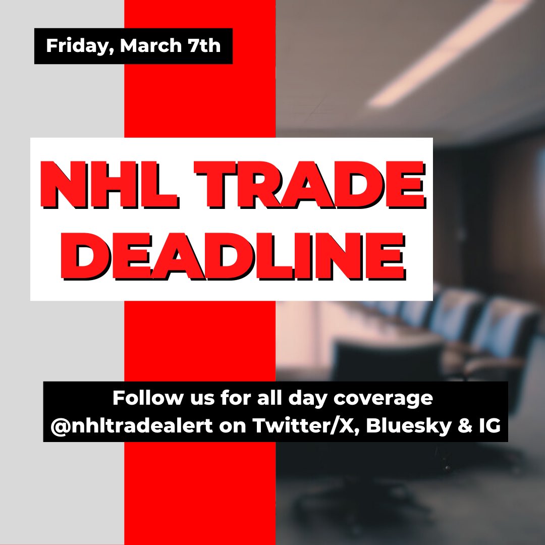Follow along for coverage leading up to the #NHLTradeDeadline and coverage all day on Friday, March 7th. #NHL #NHLHockey #hockey #HockeyX