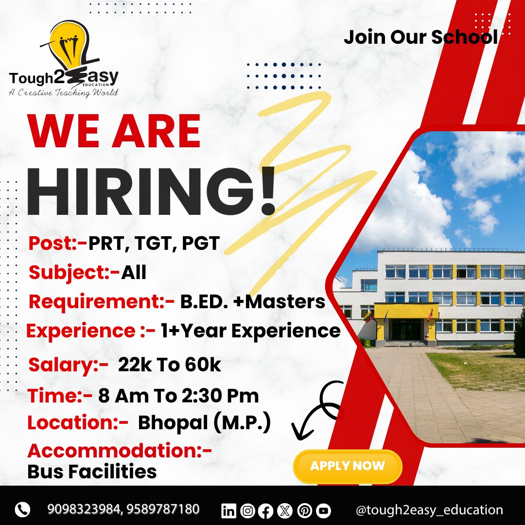 tough2easy's tweet photo. HiringAlert!  Bumper Teaching Vacancies Available!
Looking for a rewarding career in education? We’re hiring home tutors, school teachers, and college faculty across multiple locations! 
Don’t miss out! Apply today &amp; start your teaching journey! #TeachingJobs #TeachersOfIndia https://t.co/bgqnRGilMp