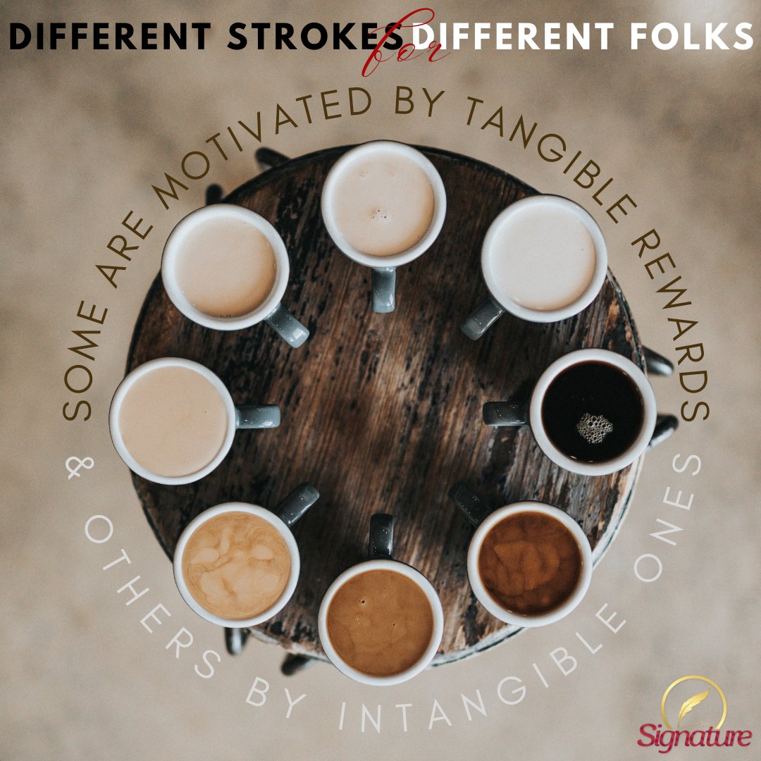 SignatureCL's tweet image. Employees are unique individuals with diverse motivations - some thrive on tangible rewards, while others are fueled by intangible benefits. Understanding and catering to these differences is key to fostering a motivated and engaged workforce. #EmployeeMotivation #Worldwide