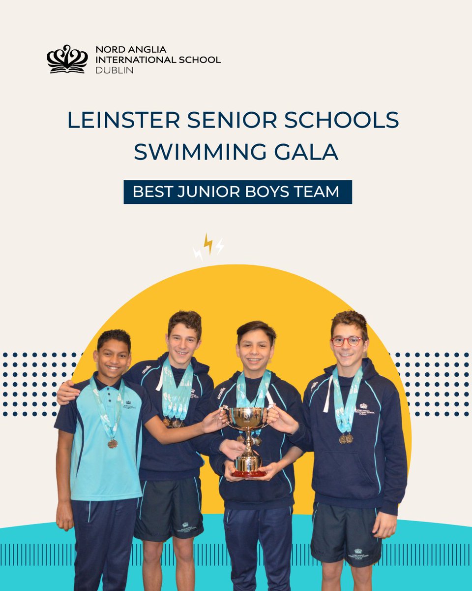 NAISDublin's tweet image. 🏆 HISTORY MADE! 🏊♂️💙
Our junior boys brought home NAIS Dublin’s first-ever swimming trophy at the Leinster Senior Schools Gala last Sunday! 🙌 Dhillan, Marco, AJ, and Pietro delivered phenomenal performances, earning the title of Best Junior Boys Team!
#CreateYourFuture