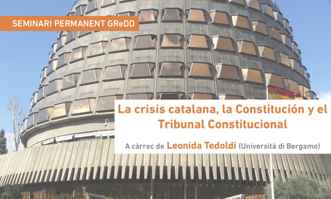 💭Seminari permanent GReDD: “La crisi catalana, la Constitució i el Tribunal Constitucional” a càrrec de Leonida Tedoldi (Università di Begamo)

🗓️18 de febrer de 2025, a les 15:30h

📍Sala d’Actes de la Facultat de Filosofia i Lletres de la UAB