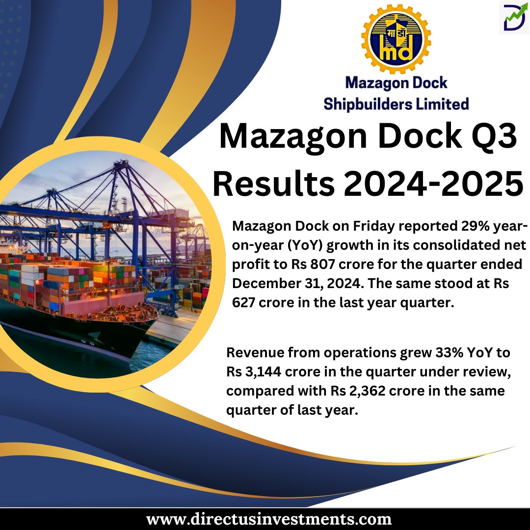 MunjalMohit9870's tweet photo. Mazagon Dock Q3 Results 2024-2025
.
https://t.co/KOz6Gv5BmZ
.
#MazagonDock #Q3FY25Results #Q3FY25 #Q3BusinessUpdate #Q3Results #Q3FY2025 #MazagonDockQ3 #MazagonDockQ3results #QuarterlyPerformance #BusinessUpdate #FinancialGrowth #QuarterlyReview #directusinvestments https://t.co/ximBZmfwD0