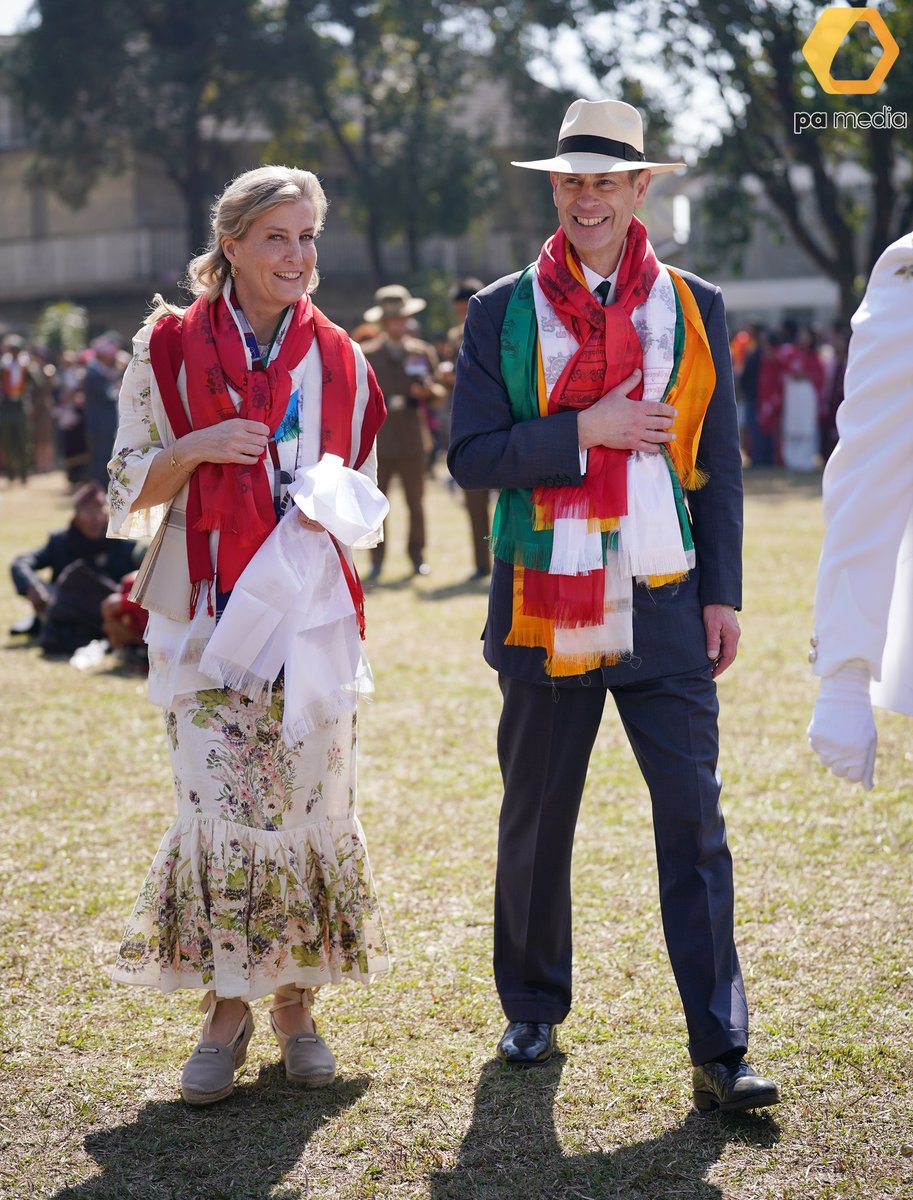 The Duke and Duchess of Edinburgh attend the Attestation Parade, where they met  Gurkhas and their families, in Pokhara on day four of their trip to Nepal.  #Royal #Nepal #Gurkha