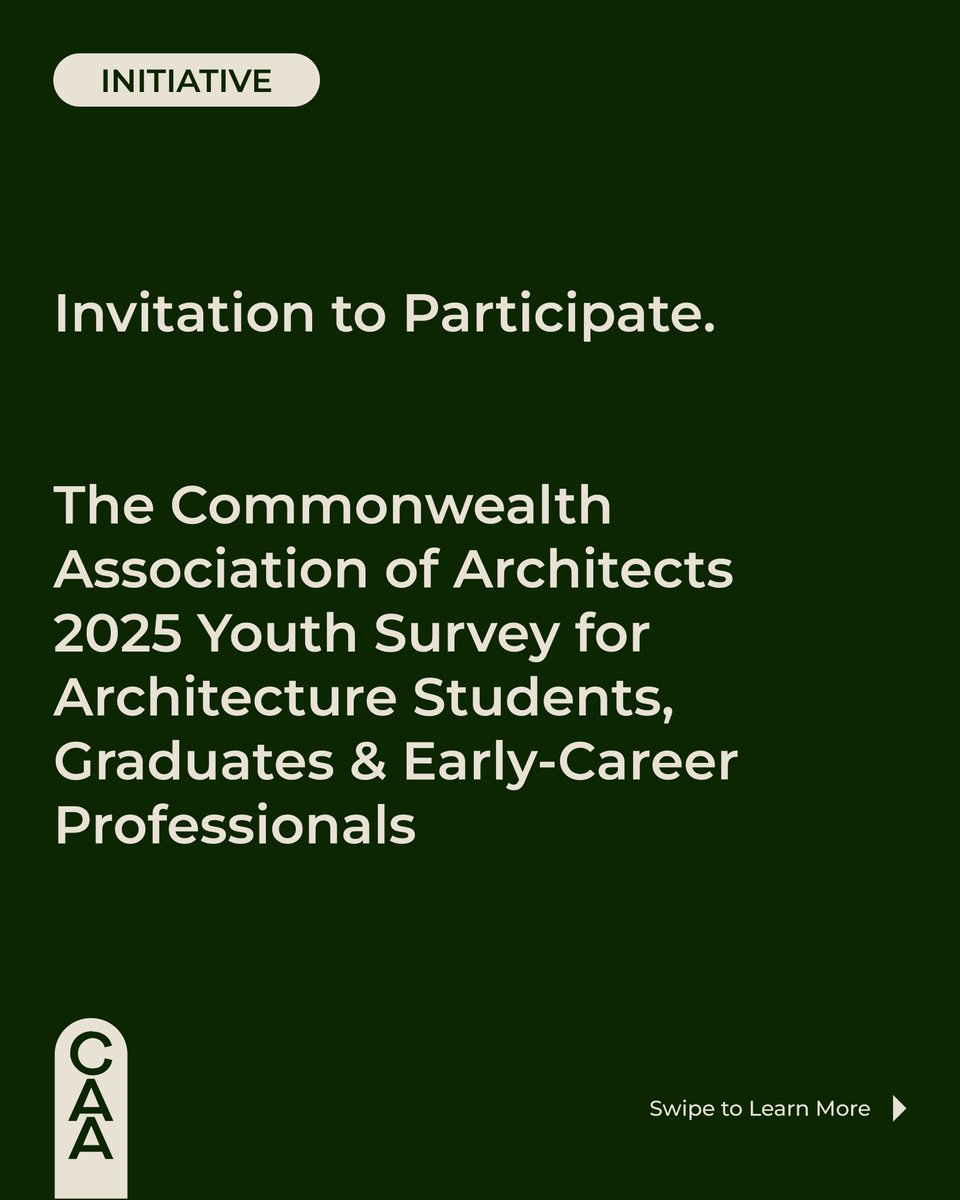 ComSecYouth's tweet photo. 📢 Calling all young architects!

🌎The Commonwealth Association of Architects (@Comarchitect ) is launching a groundbreaking Youth Survey to amplify YOUR voice in shaping the future of architecture. 

📅 Take the survey now: https://t.co/WpR8AooEdf
🔗 Deadline: 30 June 2025 https://t.co/ssPZRInBJr