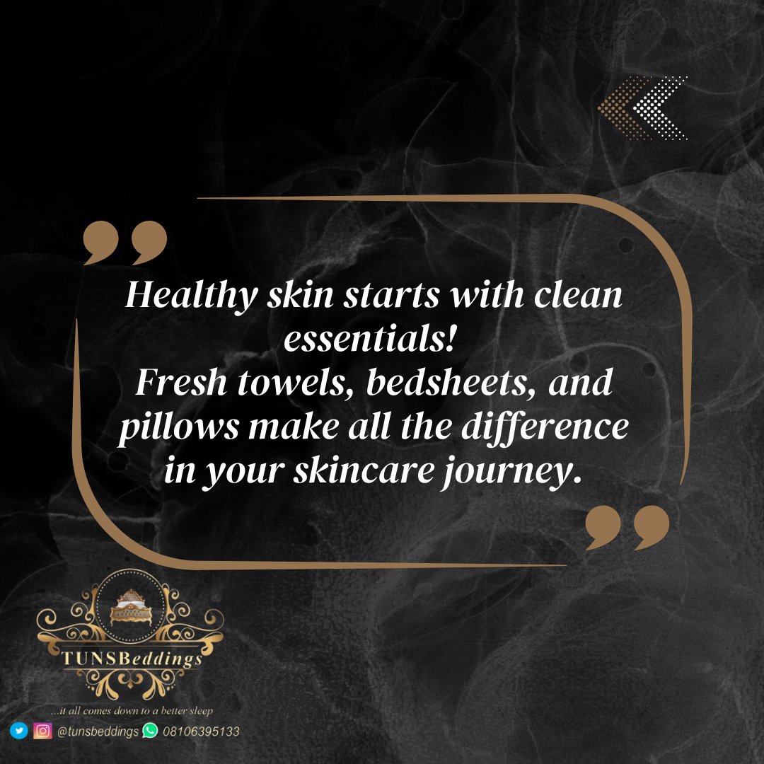 TUNSBeddings's tweet image. Glowing skin starts with clean essentials! 

✨ Refresh your towels, bedsheets, and pillows with TunsBeddings for a healthier you.

Reach us via DM or WhatsApp 08106395133.

#SkincareGoals #FreshSheets #TunsBeddings