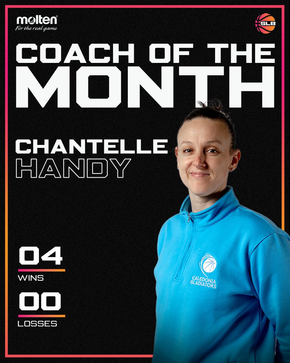 Super League Basketball (@sprleaguebballw) on Twitter photo ⚔️💯 Rounding off a perfect January, Chantelle Handy secures <a href="/MoltenSports/">MoltenSports</a> Coach of the Month honours after an incredible month for <a href="/Cal_Gladiators/">Caledonia Gladiators</a>!
Click the link in our bio to catch the Gladiators in action for free on YouTube after the international break.
#BritishBasketball ⚔️💯 Rounding off a perfect January, Chantelle Handy secures <a href="/MoltenSports/">MoltenSports</a> Coach of the Month honours after an incredible month for <a href="/Cal_Gladiators/">Caledonia Gladiators</a>!
Click the link in our bio to catch the Gladiators in action for free on YouTube after the international break.
#BritishBasketball