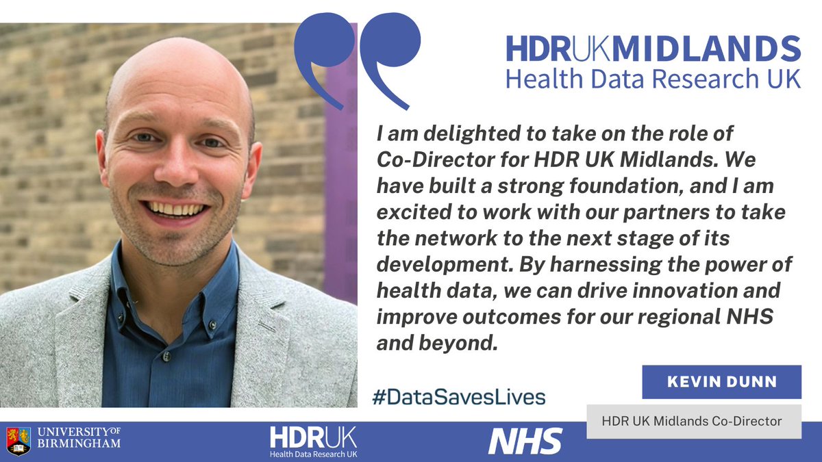 HDR UK Midlands (@hdrmidlands) on Twitter photo New co-director announced for <a href="/HDR_UK/">Health Data Research UK (HDR UK)</a> Midlands🚨
We are thrilled to announce that Kevin Dunn has been appointed as the new Co-Director of HDR UK Midlands! 🎉
Exciting times ahead!💡
Read the full story here: hdrmidlands.org.uk/new-co-directo…
#HealthData #Leadership #Midlands #DataScience New co-director announced for <a href="/HDR_UK/">Health Data Research UK (HDR UK)</a> Midlands🚨
We are thrilled to announce that Kevin Dunn has been appointed as the new Co-Director of HDR UK Midlands! 🎉
Exciting times ahead!💡
Read the full story here: hdrmidlands.org.uk/new-co-directo…
#HealthData #Leadership #Midlands #DataScience