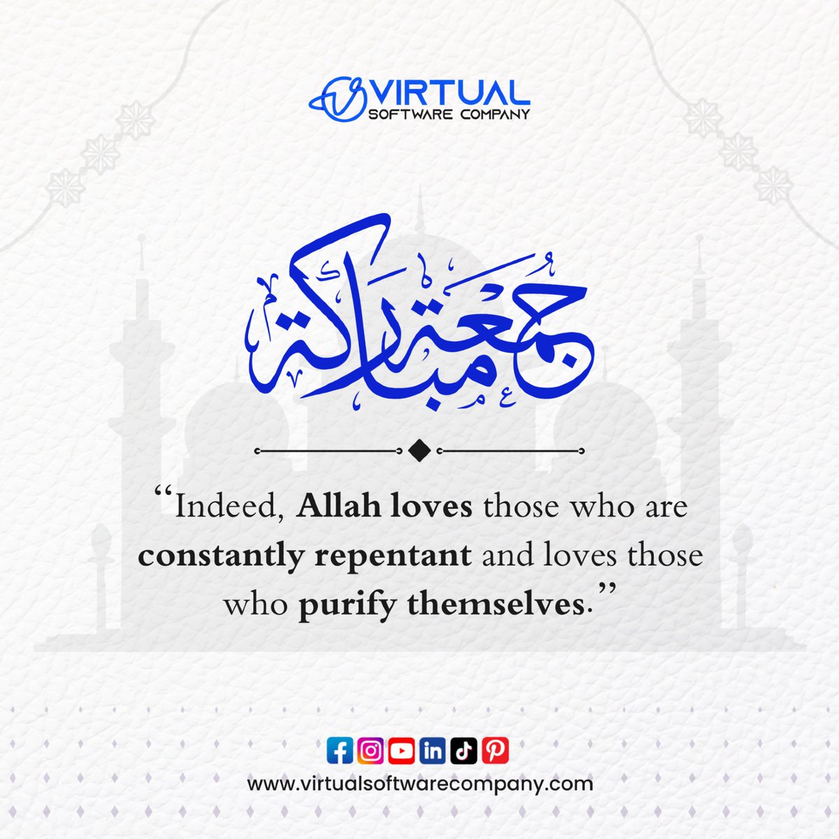 VirtualSoftComp's tweet image. 🌙 Jumma Mubarak! ✨ Wishing you peace, prosperity, and blessings. Keep a pure heart and strong faith. 💙

🔹 Stay positive and spread kindness. 🌟

#JummaMubarak #BlessedFriday #FridayVibes