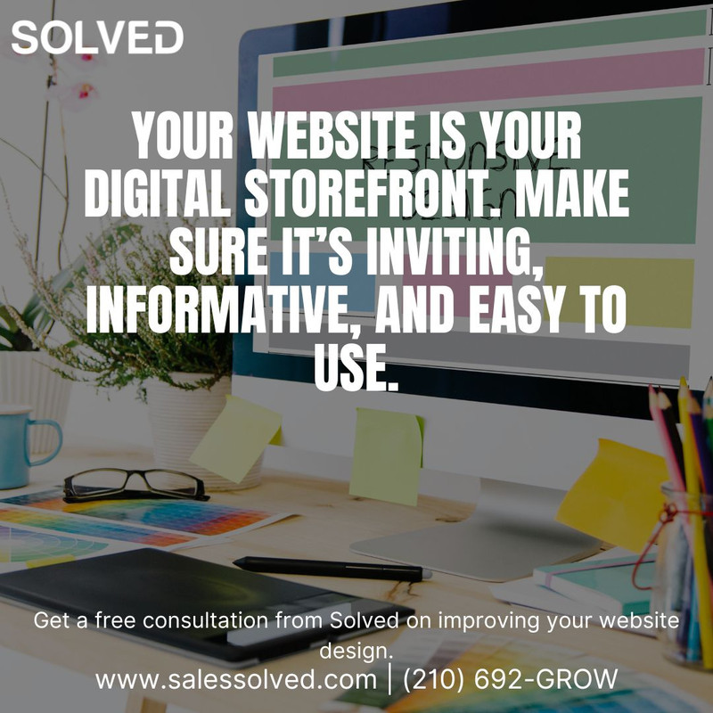 SolvedCEO's tweet image. Your website is your digital storefront. Make sure it’s inviting, informative, and easy to use. Get a free consultation from Solved on improving your website design.  rfr.bz/tbfbd96