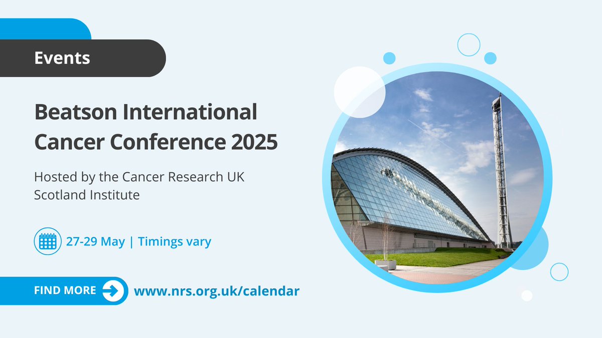 NHS Research Scotland (@nhsresearchscot) on Twitter photo Celebrating 30 years since their first conference, <a href="/CRUK_SI/">CRUK Scotland Inst</a> invite you to this special event bringing together groups working at the interface between quantitative approaches, cancer models, and the patients they represent.
Register now 🔗 nhsresearchscotland.org.uk/calendar/beats… Celebrating 30 years since their first conference, <a href="/CRUK_SI/">CRUK Scotland Inst</a> invite you to this special event bringing together groups working at the interface between quantitative approaches, cancer models, and the patients they represent.
Register now 🔗 nhsresearchscotland.org.uk/calendar/beats…