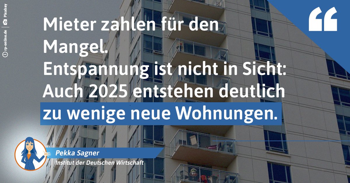 Auch 2025 werden die #Mietpreise mit hoher Wahrscheinlichkeit weiter ansteigen. Besonders in Großstädten ist keine Erholung in Sicht. <a href="/rpo_duesseldorf/">RP Online Düsseldorf</a> 

rp-online.de/wirtschaft/kau…