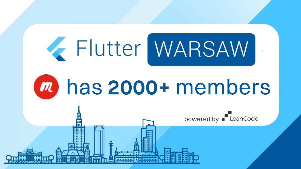 LeanCode 💙 (@leancodepl) on Twitter photo Our #FlutterWarsaw meetup group has 2000+ members! Thank you!💙
In 2018 (before Flutter 1.0), we bet on #Flutter at LeanCode. But we didn’t stop there. We also built a community where #FlutterDev could grow. Fast forward to today: <a href="/FlutterWarsaw/">Flutter Warsaw 💙</a> has 2K+ members! 🚀
Our first Our #FlutterWarsaw meetup group has 2000+ members! Thank you!💙
In 2018 (before Flutter 1.0), we bet on #Flutter at LeanCode. But we didn’t stop there. We also built a community where #FlutterDev could grow. Fast forward to today: <a href="/FlutterWarsaw/">Flutter Warsaw 💙</a> has 2K+ members! 🚀
Our first