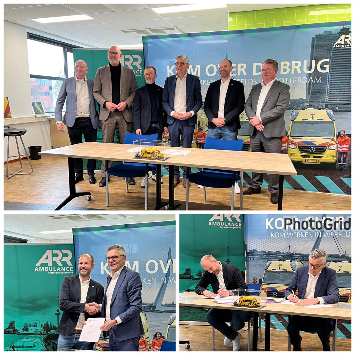 ArjenLittooij's tweet photo. Het partnershipcontract ondertekend met WAS-vehicles. Samen bouwen we de komende jaren de nieuwe ambulances voor de regio. Veel werk vanuit de mensen van ARR, inkoop en logistiek hebben dit mogelijk gemaakt. Een unieke concept waarbij zowel innovatie en onderhoud is inbegrepen. https://t.co/XDxUw9dxku