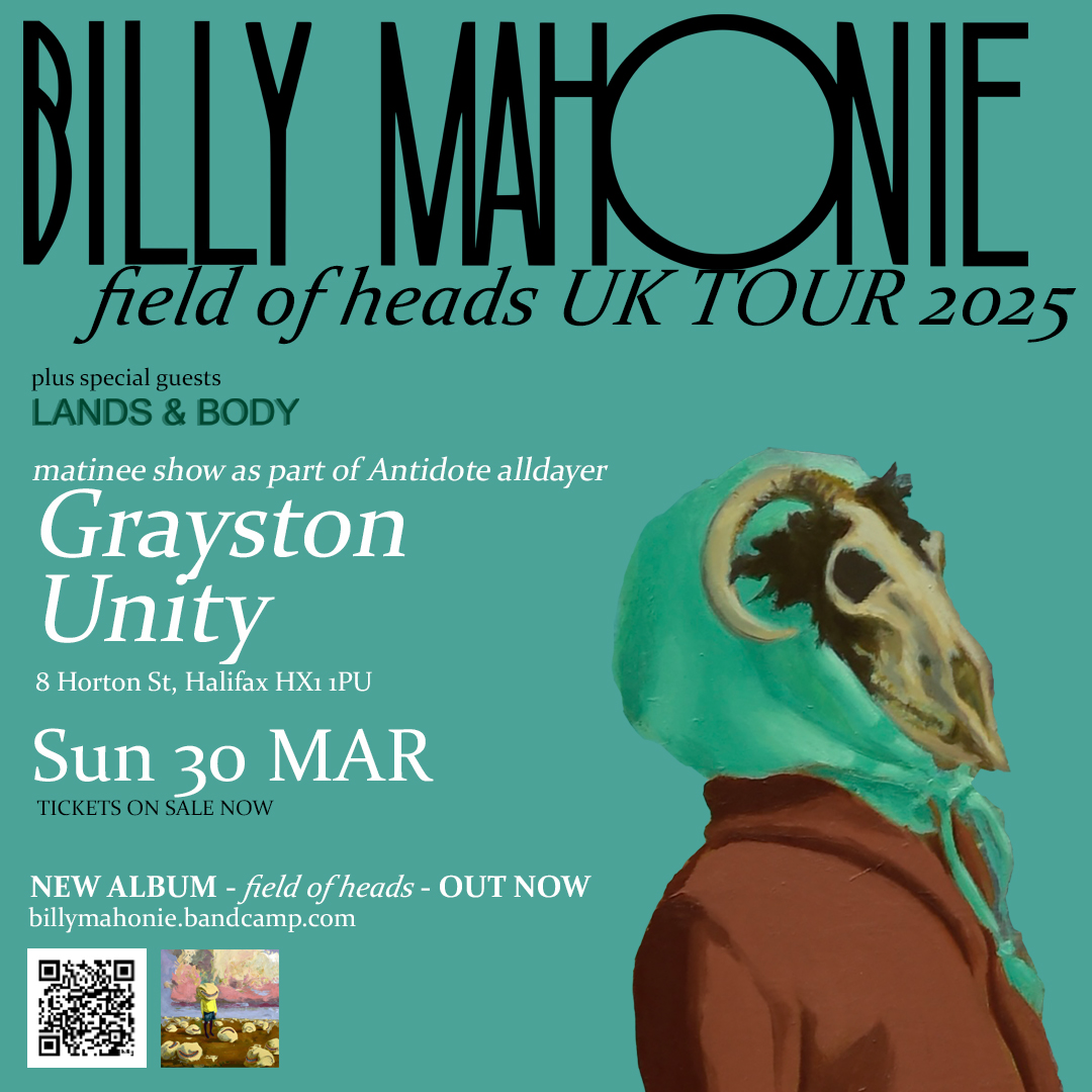 Andy Abbott (@zadanzig) on Twitter photo Sunday March 30th 2025 Billy Mahonie (first-wave British instrumental post rockers) and Lands & Body (instrumental Baritone Guitar and Drums Duo) <a href="/GraystonThe/">Grayston Unity</a> 3pm. Β£9.75 victoriatheatre.co.uk/whats-on/book?β¦ (part of the Antidote Double Bill with Rattle, Bulbils and The Silver Field) Sunday March 30th 2025 Billy Mahonie (first-wave British instrumental post rockers) and Lands & Body (instrumental Baritone Guitar and Drums Duo) <a href="/GraystonThe/">Grayston Unity</a> 3pm. Β£9.75 victoriatheatre.co.uk/whats-on/book?β¦ (part of the Antidote Double Bill with Rattle, Bulbils and The Silver Field)