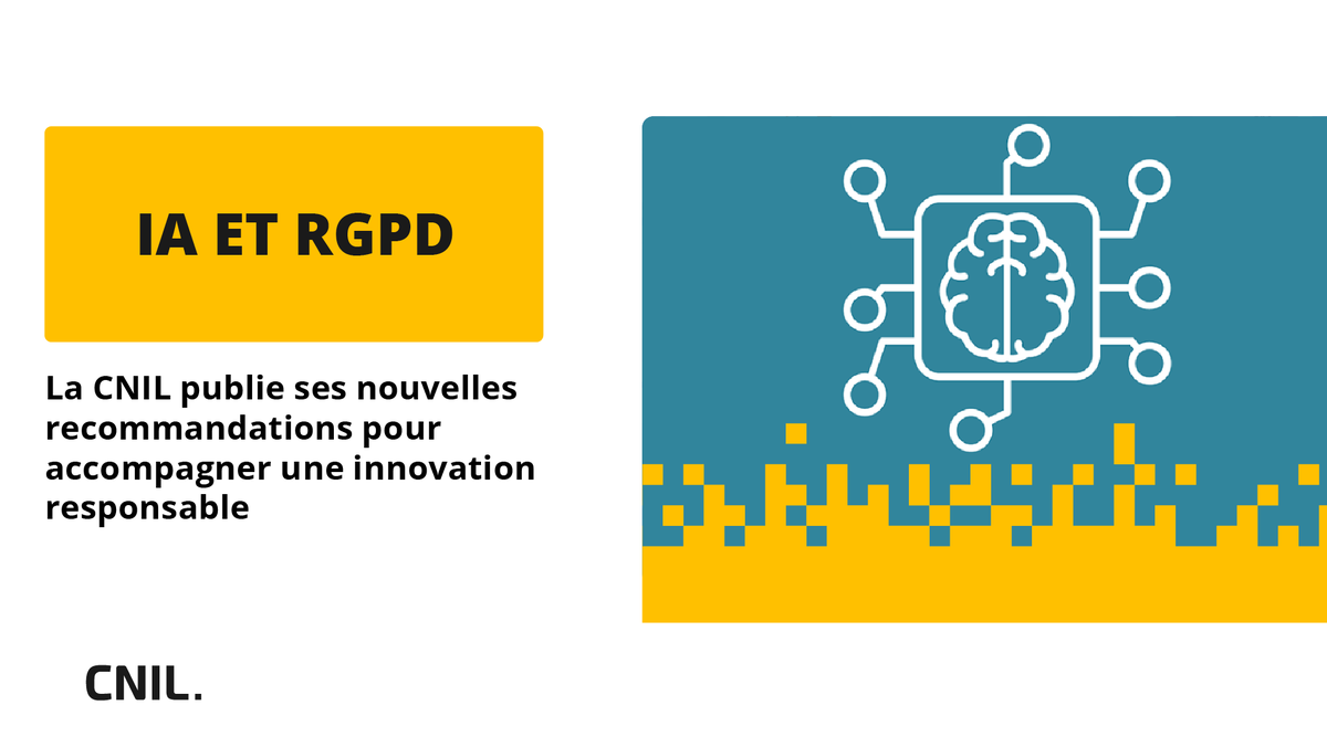 CNIL's tweet photo. Le #RGPD est un levier pour une #IA responsable et innovante en Europe !
🔍 Les nouvelles recommandations de la CNIL apportent des solutions concrètes pour informer les personnes et faciliter l’exercice de leurs droits 👉 https://t.co/uauL6luQlb https://t.co/o35h3FeiPM