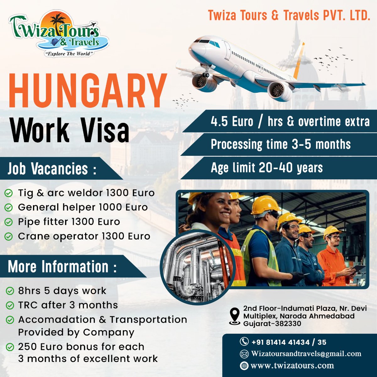 TwizaT85331's tweet image. 𝐇𝐮𝐧𝐠𝐚𝐫𝐲 𝐖𝐨𝐫𝐤 𝐕𝐢𝐬𝐚 – 𝐆𝐨𝐥𝐝𝐞𝐧 𝐎𝐩𝐩𝐨𝐫𝐭𝐮𝐧𝐢𝐭𝐲! ✈️💼
.
.
Looking for a high-paying job in Hungary? Twiza Tours &amp;amp; Travels is here to make your European career dreams a reality! 🌟

#HungaryWorkVisa #WorkInHungary #HungaryJobs #WorkPermit #EuropeanJobs