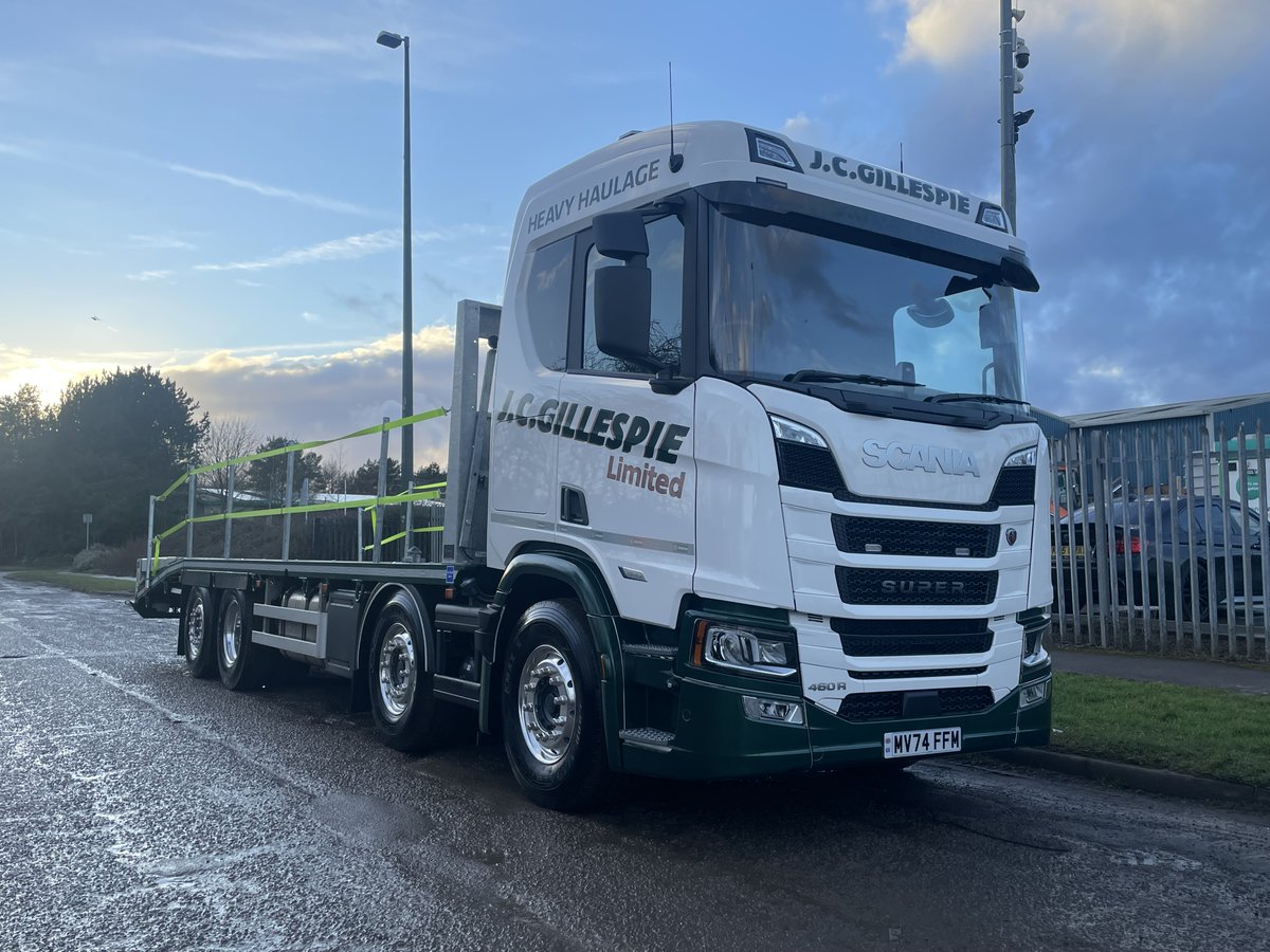 Exciting times ahead J.C. Gillespie Ltd, as they’ve just taken delivery of this smart <a href="/ScaniaUK/">Scania UK</a>🚛✨

It’s a #Super #Scania 460 R B8x2*6, which will be looked after on a 2-year R&amp;M at our #TraffordPark branch.

Wishing you many happy miles ahead in this beauty 😍

<a href="/BallyveseyLtd/">Ballyvesey Holdings Ltd</a>