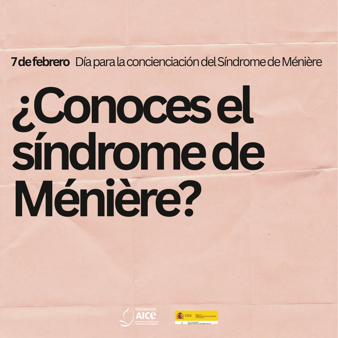 Hoy, en el Día para la Concienciación del #SíndromedeMénière, queremos sensibilizar sobre esta enfermedad poco conocida que afecta el equilibrio y la #audición. El síndrome causa vértigo, pérdida auditiva fluctuante y sensación de presión en el oído. 
#7Febrero #ImplanteCoclear