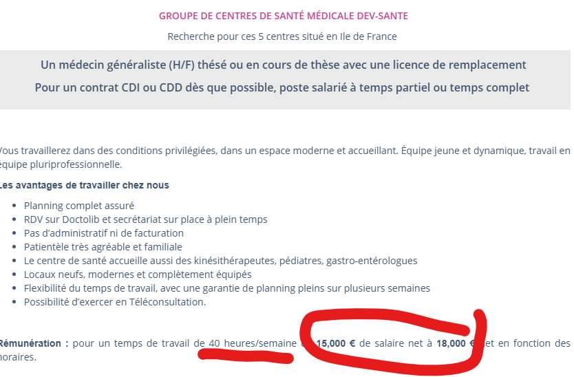 DrAzerty (@d_azerad) on Twitter photo Désolé, je ne peux pas garder ce bon plan pour moi.
Mais qu'est-ce qu'on attend ???
Ah, peut-être qu'on préfère faire de la médecine et pas de l'abattage. Peut-être.
(on s'étonne que les jeunes ne s'installent plus en médecine de Famille......)
Poke <a href="/Sante_Gouv/">Ministère de la Santé et de l'Accès aux soins</a> <a href="/ARS_IDF/">ARS Île-de-France</a> Désolé, je ne peux pas garder ce bon plan pour moi.
Mais qu'est-ce qu'on attend ???
Ah, peut-être qu'on préfère faire de la médecine et pas de l'abattage. Peut-être.
(on s'étonne que les jeunes ne s'installent plus en médecine de Famille......)
Poke <a href="/Sante_Gouv/">Ministère de la Santé et de l'Accès aux soins</a> <a href="/ARS_IDF/">ARS Île-de-France</a>
