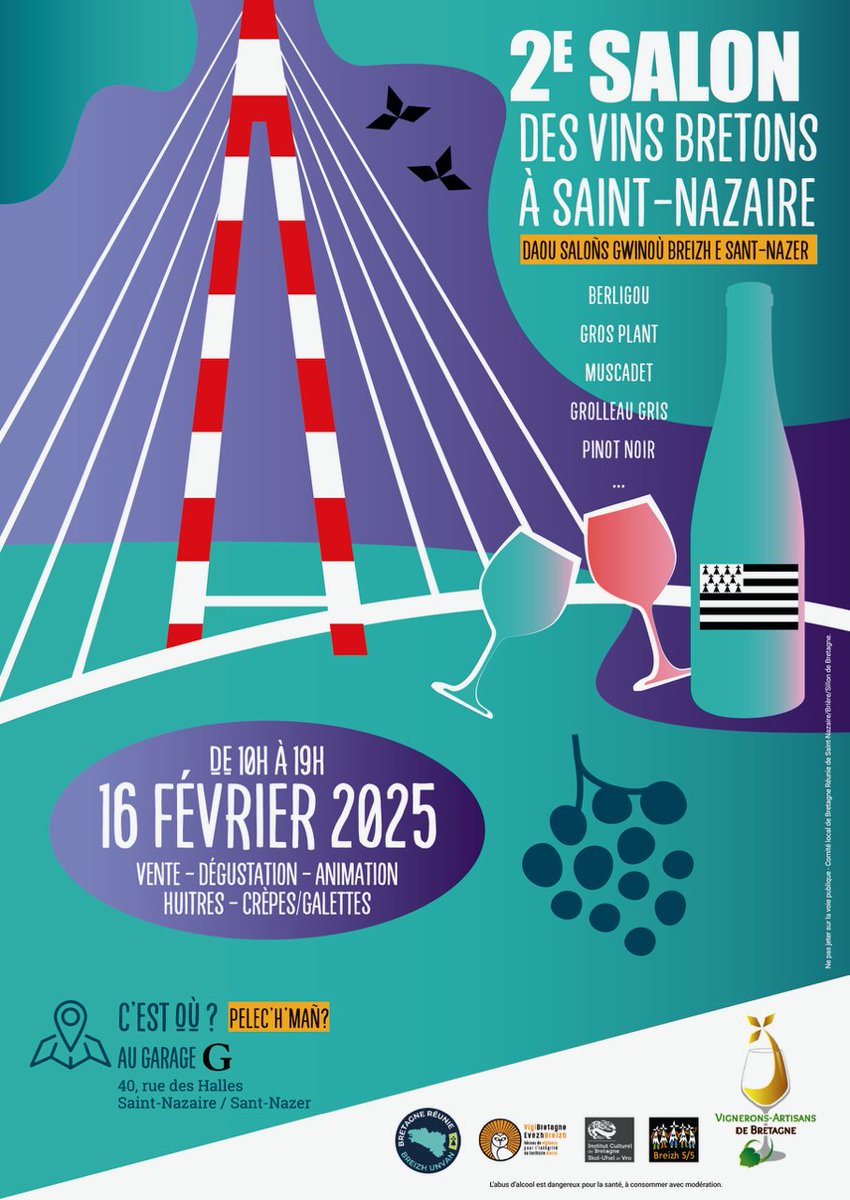Le 2ème Salon des Vins Bretons de Saint-Nazaire approche. Retrouvez-nous le dimanche 16 février de 10H à 19H au Garage, 40, rue des Halles. #vinsbretons #Muscadet #Sauvignon #PinotGris #Breizh #Bretagne