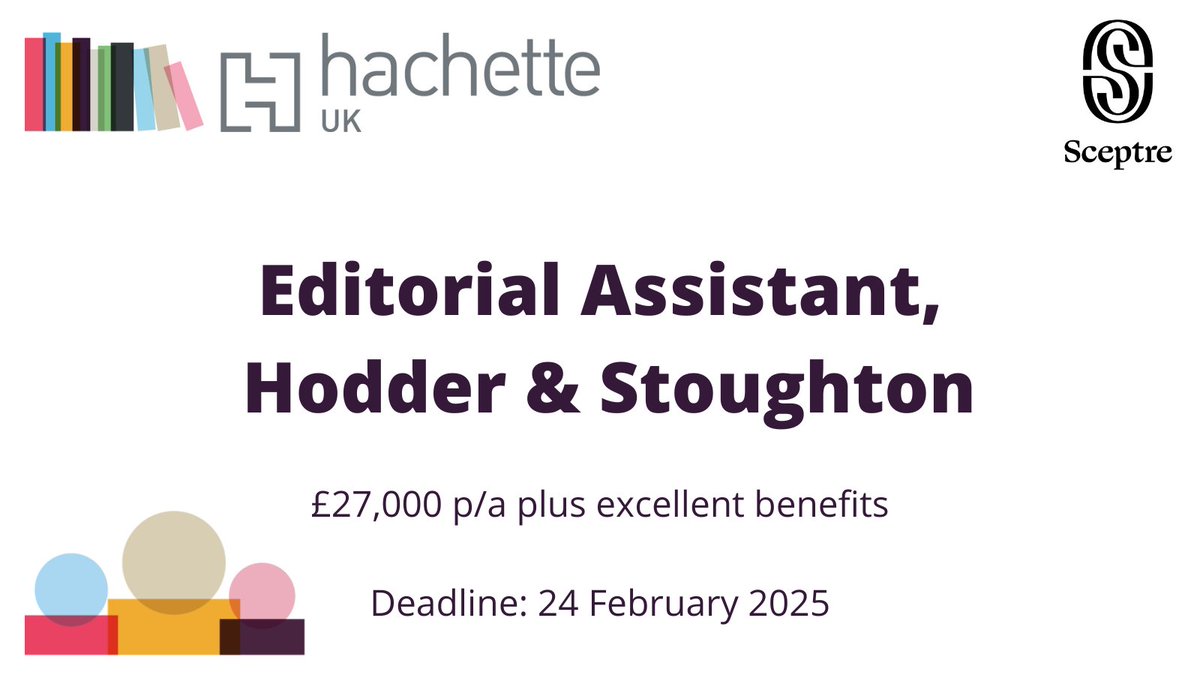 Can you take the initiative to keep a team running smoothly?

@HodderBooksare looking for an Editorial Assistant to support the @sceptrebooks team. This is a rare opportunity to join one of the most dynamic literary imprints in publishing.   

Apply: rebrand.ly/3tua4u1