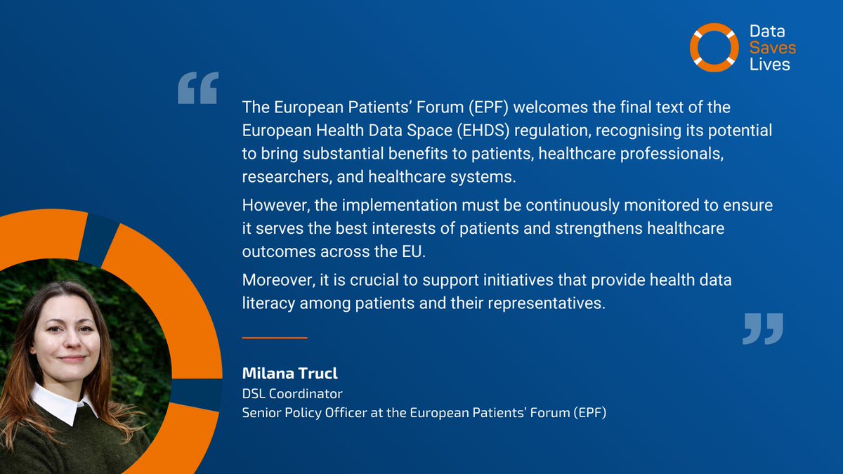 DataSavesLives (@datasaves_lives) on Twitter photo The #EHDS Regulation is expected to come into force in April, empowering patients with access to their #HealthData & enabling its use for research, among other purposes.
An analysis by the <a href="/eupatientsforum/">European Patients' Forum</a> highlights the implications for patients ➡️ bit.ly/3Q89Nnd
#DSL The #EHDS Regulation is expected to come into force in April, empowering patients with access to their #HealthData & enabling its use for research, among other purposes.
An analysis by the <a href="/eupatientsforum/">European Patients' Forum</a> highlights the implications for patients ➡️ bit.ly/3Q89Nnd
#DSL
