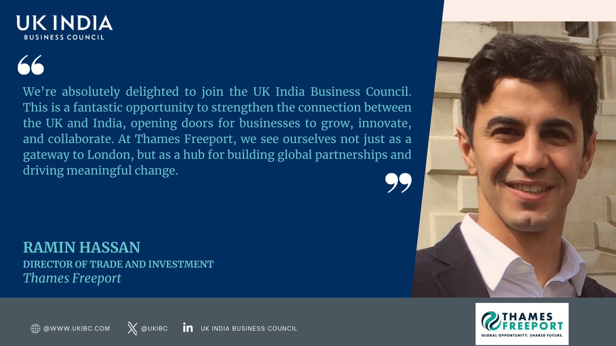 UK India Business Council is delighted to welcome <a href="/ThamesFreeport/">Thames Freeport</a> to our membership. 

As a hub of innovation and global connectivity, Thames Freeport looks forward to working closely with UKIBC and its network to drive economic growth and unlock new possibilities for businesses
