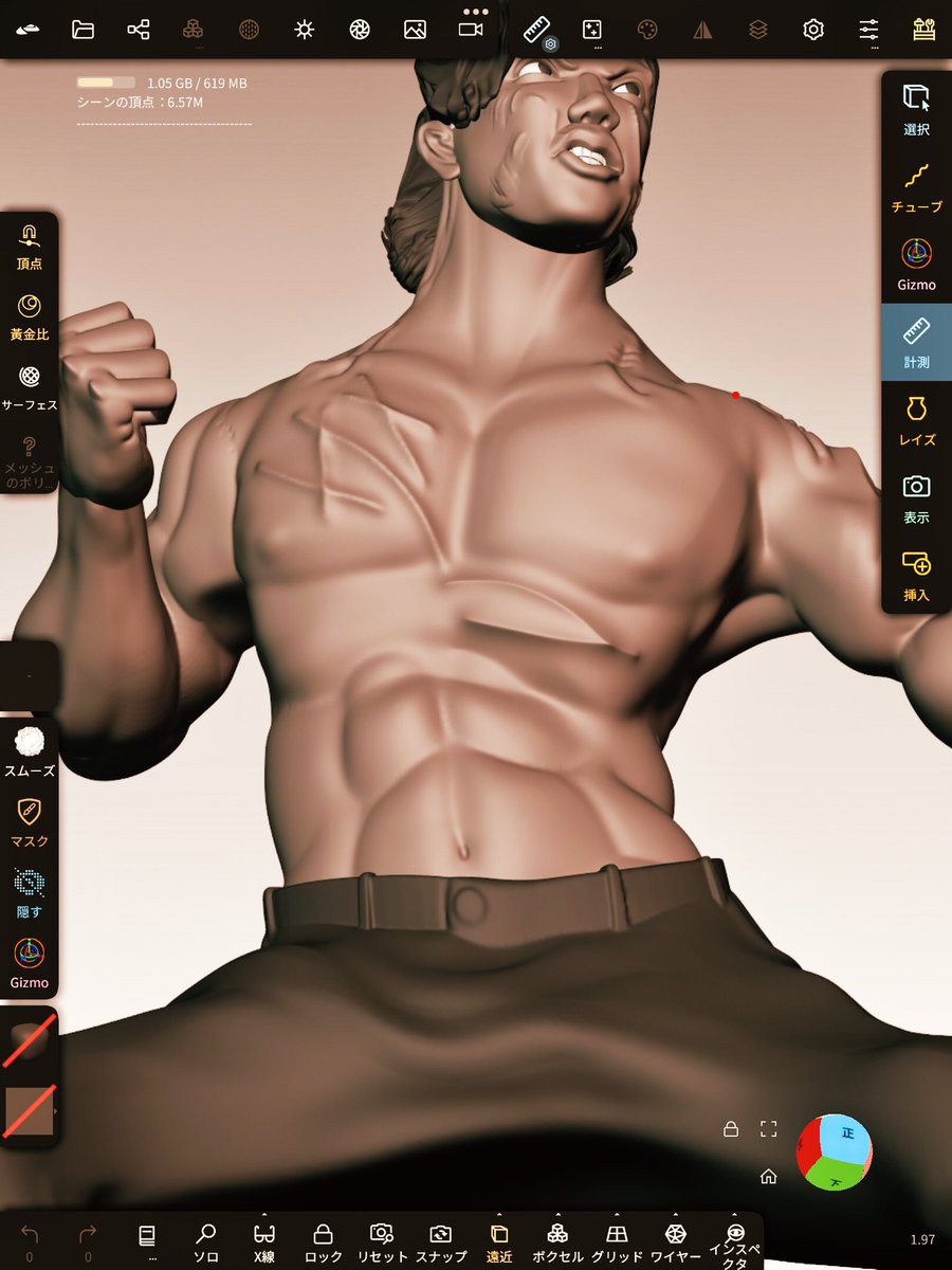 eureka's tweet image. 四仔（セイジャイ）の筋肉モデリング、フィギュア化する際スケールダウンする関係で、かなり誇張して表現したつもりだったんだけど、張文傑（ジャーマン・チョン）さん自身がめちゃくちゃバッキバキの肉体美を披露していて、全然誇張になってなかったの笑ってしまった。
#四仔 #張文傑 #九龍城寨之圍城