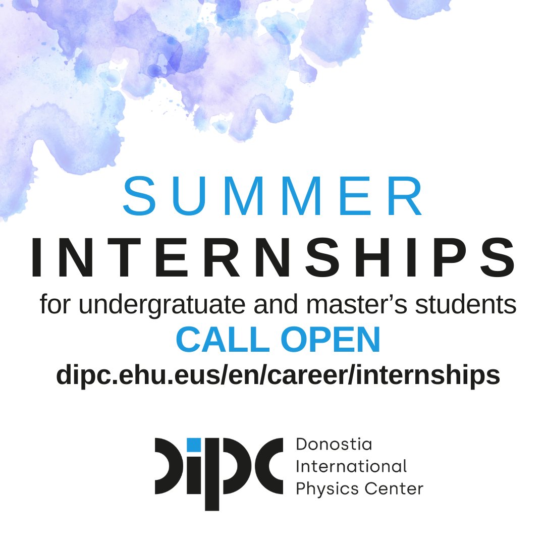 Udaran... En verano... Summer 2025 INTERNSHIPS for university students - CALL OPEN
⚛️Exciting projects in nanoscience, physics, chemistry and informatics.
✅Paid internships 
👀 Available projects, conditions, how to apply and more on our website
dipc.ehu.eus/en/career/inte…