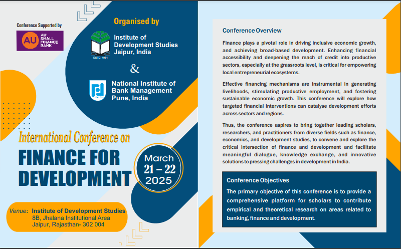 IDS_JPR's tweet image. Submit your research papers by Feb 16, 2025! [ids.nibm.ffd2025@gmail.com]  #FinanceForDevelopment #CallForPapers #ResearchConferenceInstitute of Development Studies, Jaipur (IDSJ) National Institute of Bank Management (NIBM,Pune)