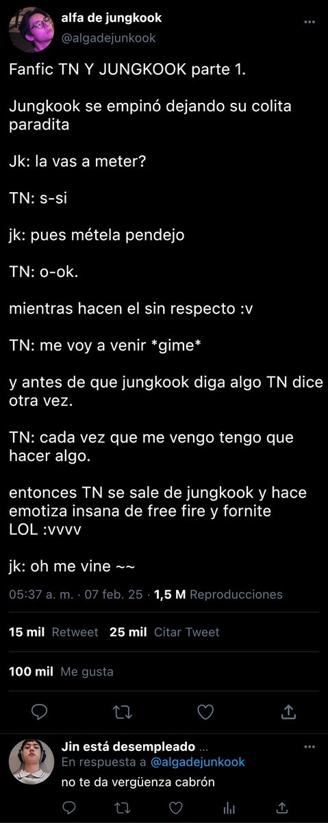 tulpekoo's tweet photo. un #taekookau donde… 

Jungkook es un cantante famoso.
Y Taehyung hace fanfics y edits de su fav un poco… https://t.co/fCMkzhPWUT