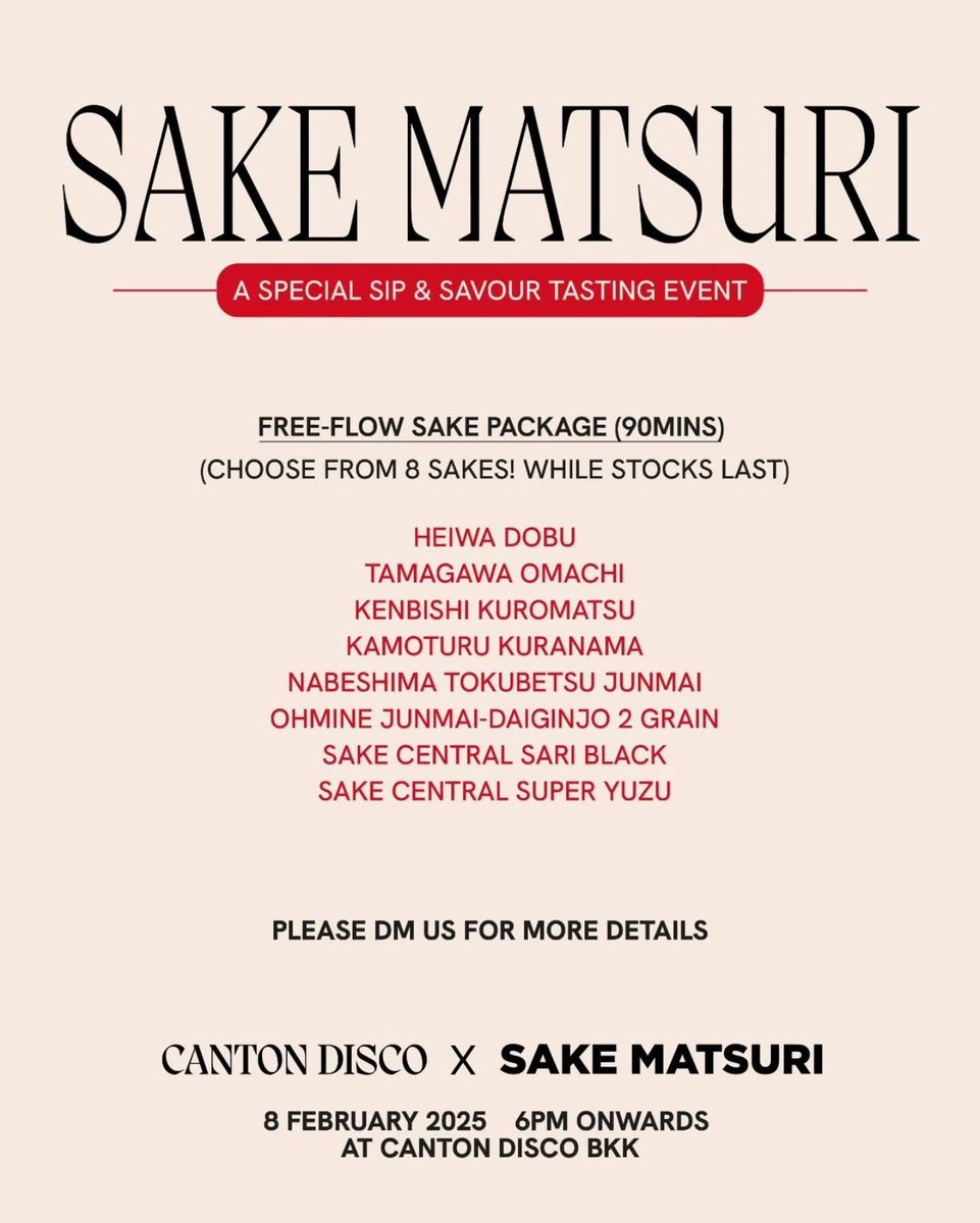 sakeforestjp's tweet photo. 🔥明日2月8日開催イベント情報🔥
上海ミシュランガイド掲載店がバンコクにも上陸❗
『SAKE MATSURI～広東料理×音楽×日本酒～』
アジア各国の文化がミックスされた、インターナショナル目線からの、新しい日本酒の楽しみ方に注目👀✨🍶💃
五感を使って、今までにない体験を味わっていただきたいです😊 https://t.co/7E7lKbaEcj