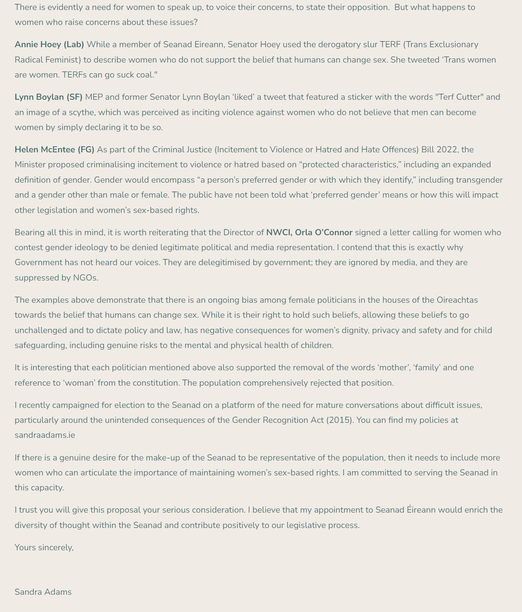 AdamsSandr4794's tweet photo. The Seanad needs more than extra women—it needs women who will defend our boundaries. My open letter to @MichealMartinTD highlights just how many female politicians have failed women and children.

https://t.co/pRMDHQif4v https://t.co/C50DYfrpGY