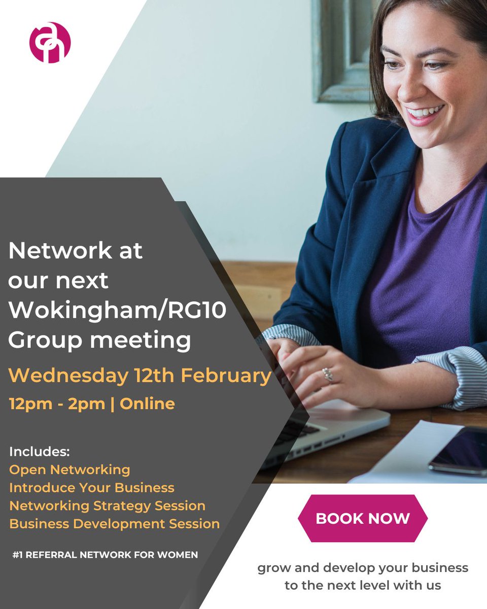 WOKINGHAM / RG10 AREA NETWORKING FOR WOMEN - ONLINE

Do you work in and around the Wokingham area and want to enjoy online networking with us on Wednesday 812th February?

Get in touch today!