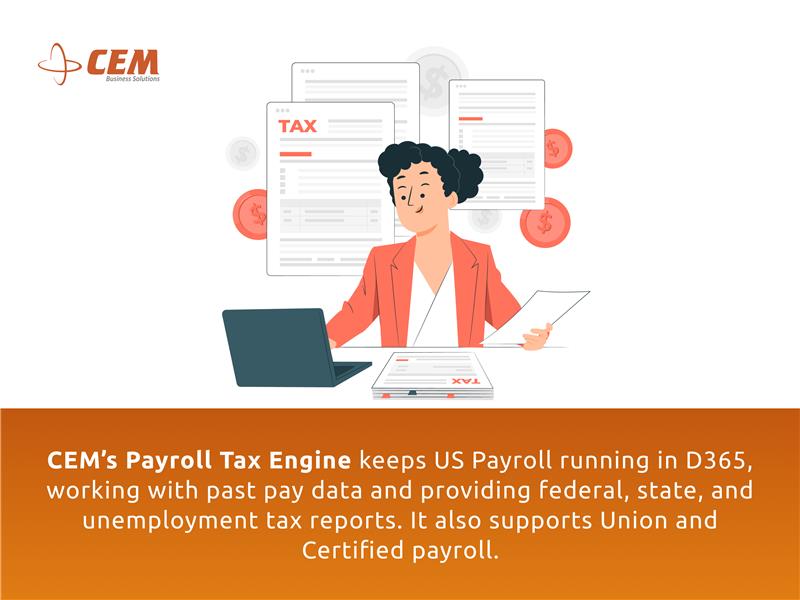Tax Engine for D365 Finance US Payroll
CEM’s Tax engine product will help you to continue using the US Payroll in D365 Finance and Operations. The payroll tax engine will work with the data from previous pay statements in D365.

cembs.com/tax-engine-for…
