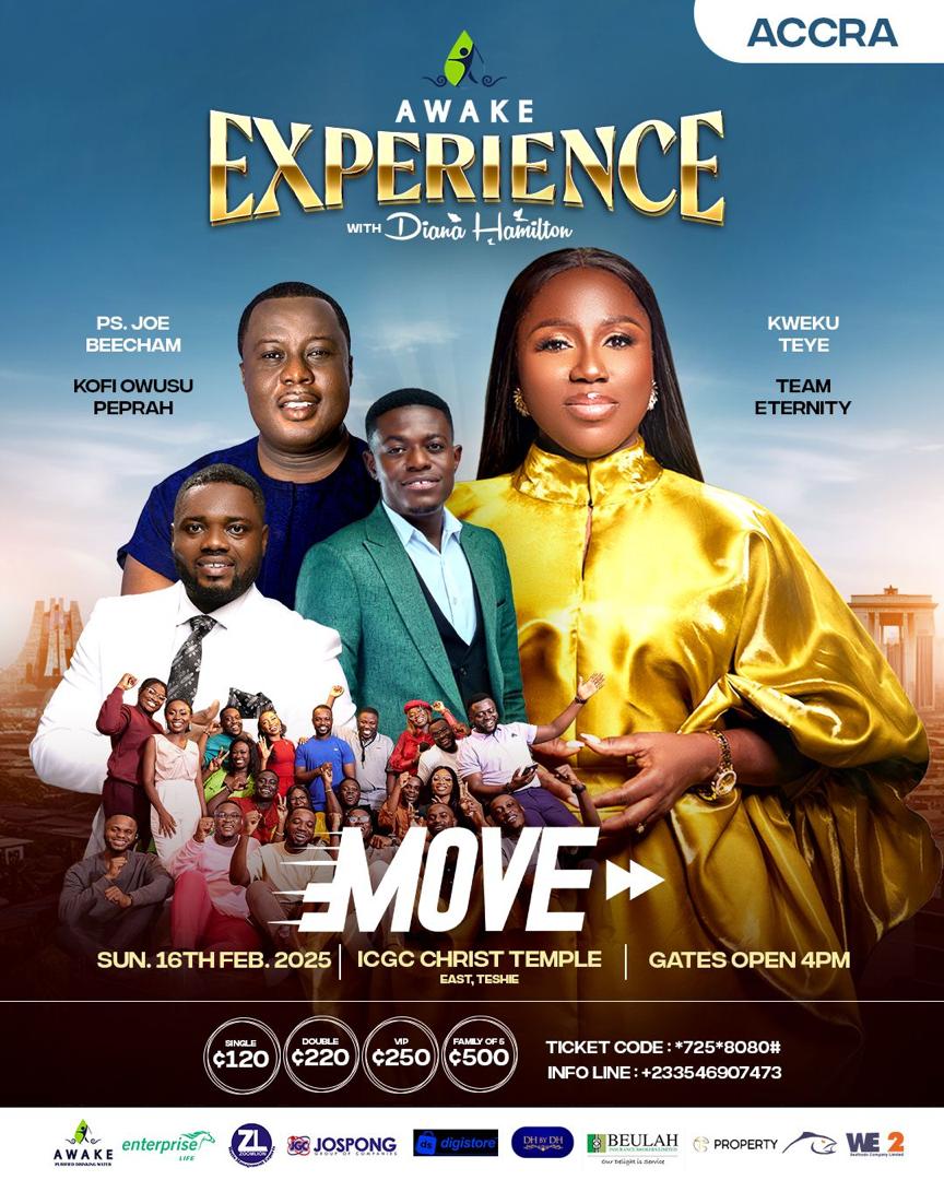 awakewatergh's tweet image. Grab your ticket today &amp;amp; secure your front-row seat to the #AwakeExperience on Feb. 16, featuring @teameternitygh  , @kofiowusupeprah , #kwekuteye &amp;amp;Ps. #joebecham ... happening live at @ICGCChrist 

Follow us more exciting updates to come your way this February ... See you there.