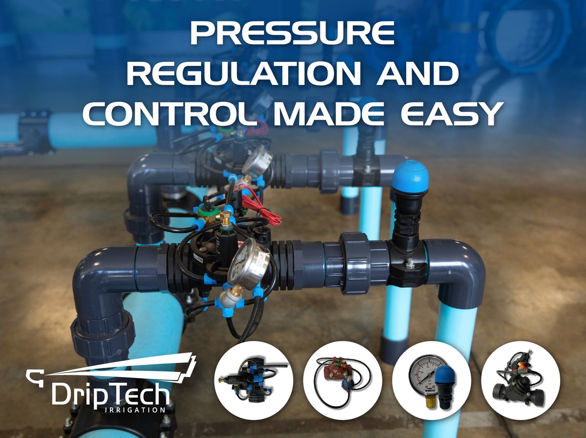 DriptechI's tweet image. Pressure Regulation and Control Made Easy

Avoid system damage and maintain efficiency with DripTech’s range of pressure regulators and controllers.

We ensure your pumping system runs smoothly and reliably.

Call 0867 700 7000 for expert advice and solutions.