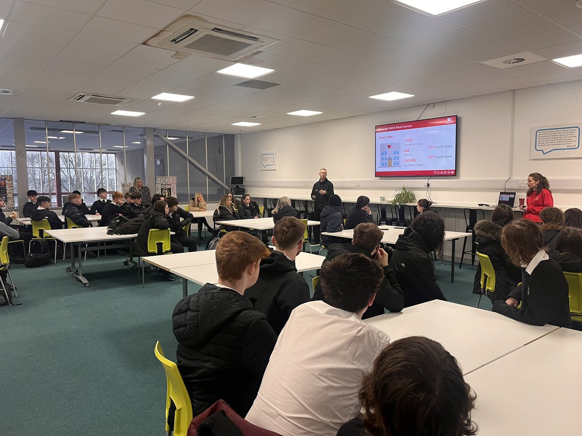 Bryntirion Skills Mr Rowe (@bryntirionscc) on Twitter photo Welsh Blood Service 🩸
Today we welcomed Laura and Ieuan from <a href="/WelshBlood/">Welsh Blood 🏴</a> to raise awareness of our upcoming ‘Blood Donation Day’ in March with our Sixth Form and Staff. A large number of students also signed up to the Bone Marrow Registry 👏 Welsh Blood Service 🩸
Today we welcomed Laura and Ieuan from <a href="/WelshBlood/">Welsh Blood 🏴</a> to raise awareness of our upcoming ‘Blood Donation Day’ in March with our Sixth Form and Staff. A large number of students also signed up to the Bone Marrow Registry 👏